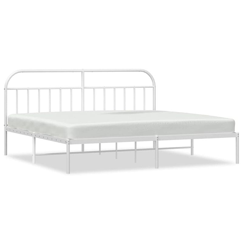 Foto van Vidaxl bedframe met hoofdbord metaal wit 200x200 cm