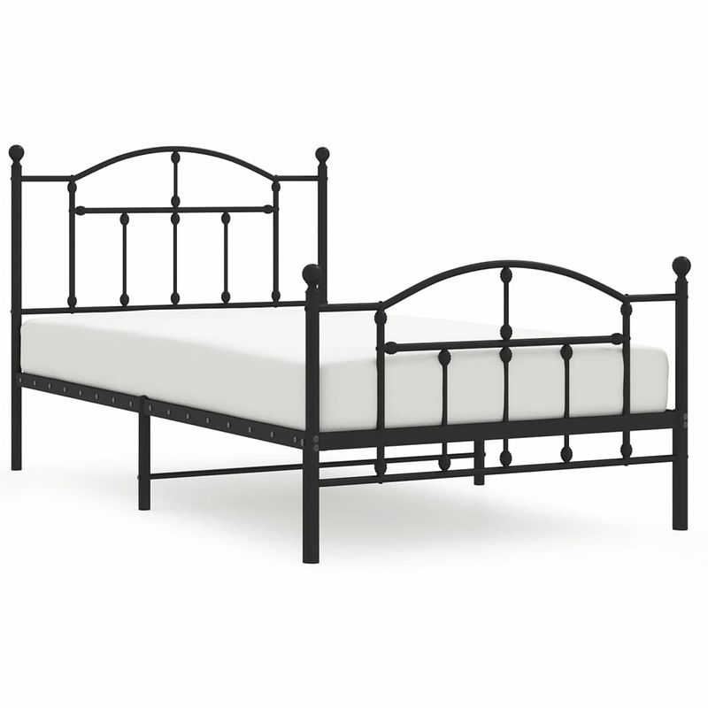 Foto van Vidaxl bedframe met hoofd- en voeteneinde metaal zwart 100x190 cm