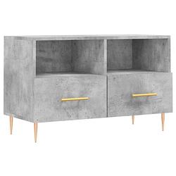 Foto van The living store tv-meubel - betongrijs - 80 x 36 x 50 cm - bewerkt hout en ijzer