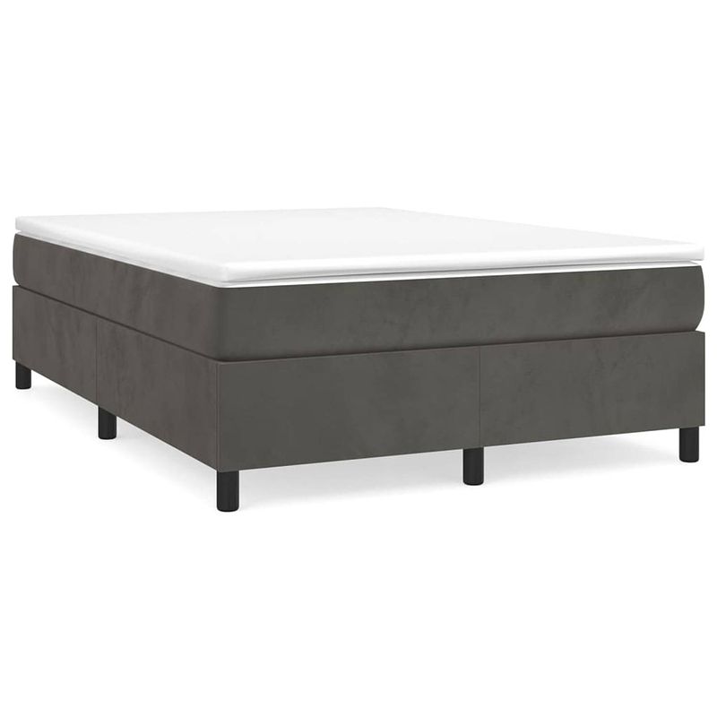 Foto van The living store bedframe donkergrijs stof - 193x140x35 cm - multiplex lattenbodem