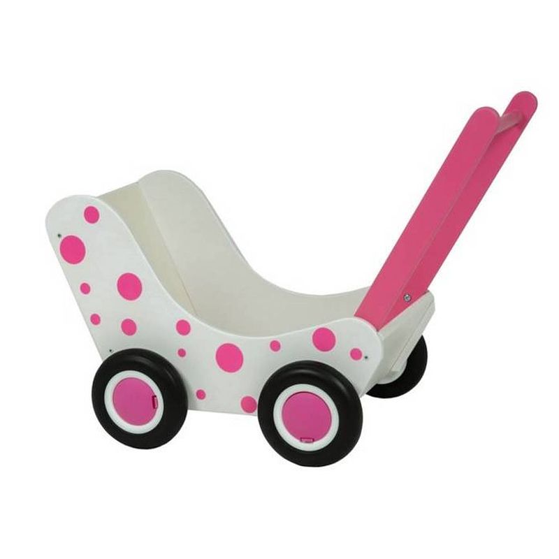 Foto van Van dijk toys van dijk poppenwagen wit en roze stippen (flatpacked)