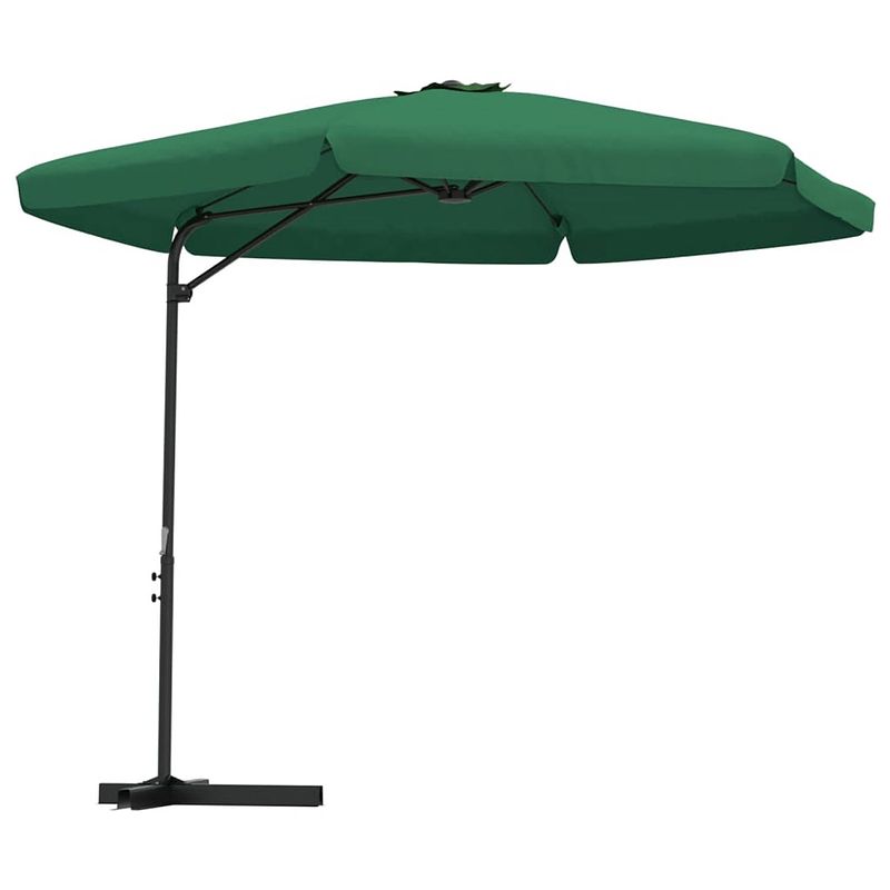 Foto van The living store parasol - groen - 300x250 cm - uv-beschermend polyester - stevige kruisvoet - stalen paal -