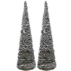 Foto van Verlichte kerstbomen/kegels - 2 stuks - 80 cm - led - warm wit - kerstverlichting figuur