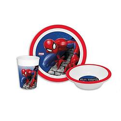 Foto van Spiderman - kinder ontbijt set - 3-delig - rood/blauw - kunststof - serviessets
