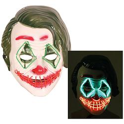 Foto van Horror clown gezichtsmasker - met led verlichting - voor volwassenena  - verkleedmaskers