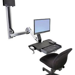 Foto van Ergotron styleview sit-stand combo monitor-wandbeugel 1-voudig 25,4 cm (10) - 61,0 cm (24) in hoogte verstelbaar, toetsenbordhouder, kantelbaar, zwenkbaar,