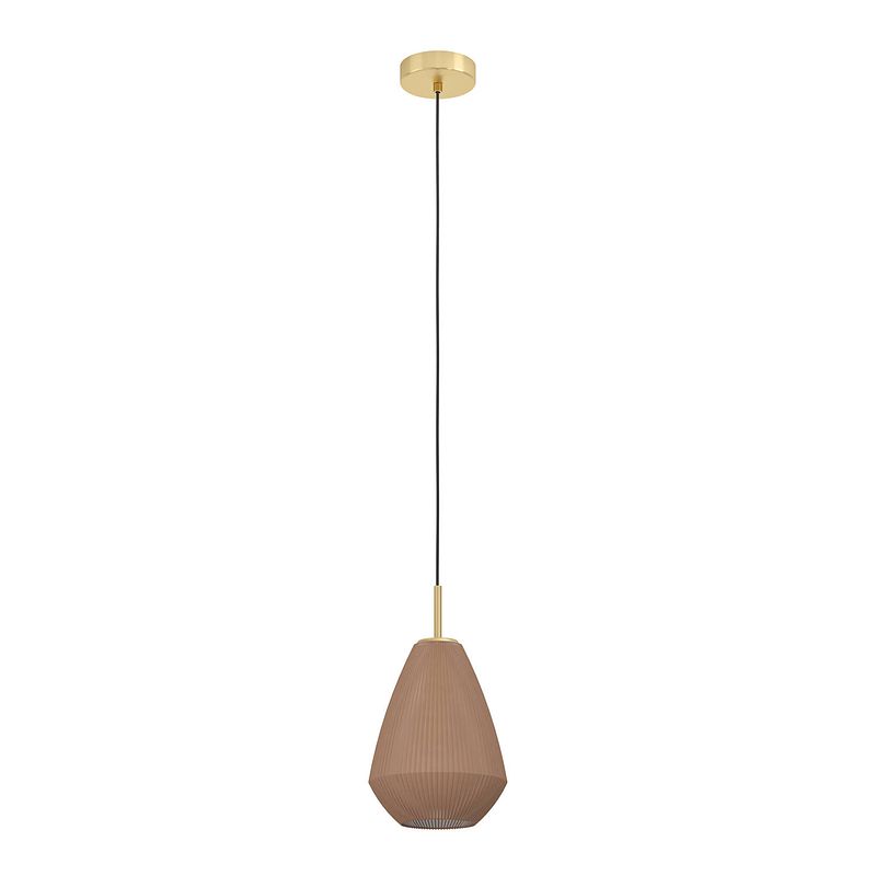 Foto van Eglo caprarola hanglamp - e27 - ø 20 cm - zand/koper - satijn glas