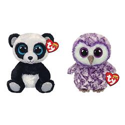 Foto van Ty - knuffel - beanie boo's - bamboo panda & moonlight owl