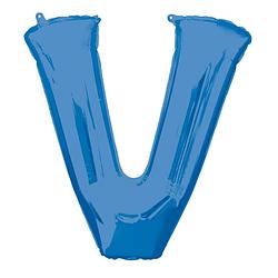 Foto van Amscan folieballon letter v 81 x 81 cm blauw