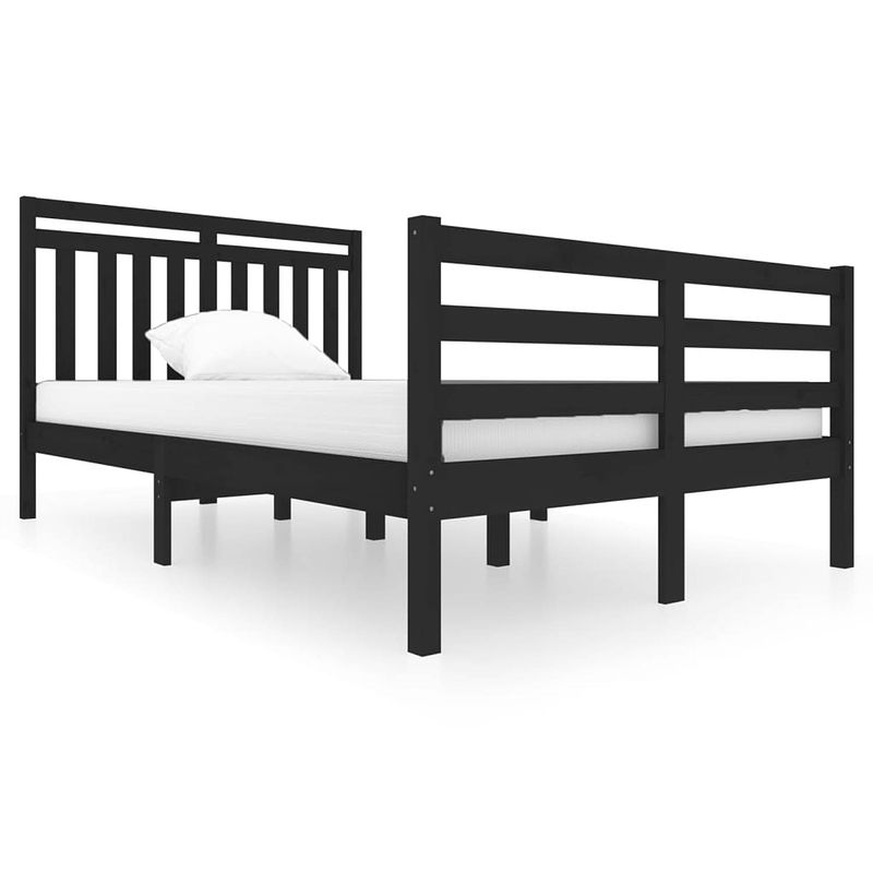 Foto van The living store bedframe grenenhout - 205.5 x 126 x 100 cm - zwart