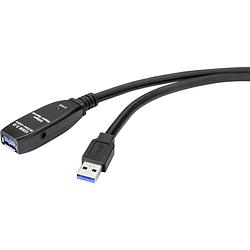 Foto van Renkforce usb-kabel usb 3.2 gen1 (usb 3.0 / usb 3.1 gen1) usb-a stekker, usb-a bus 20.00 m zwart actief met signaalversterking rf-4598350