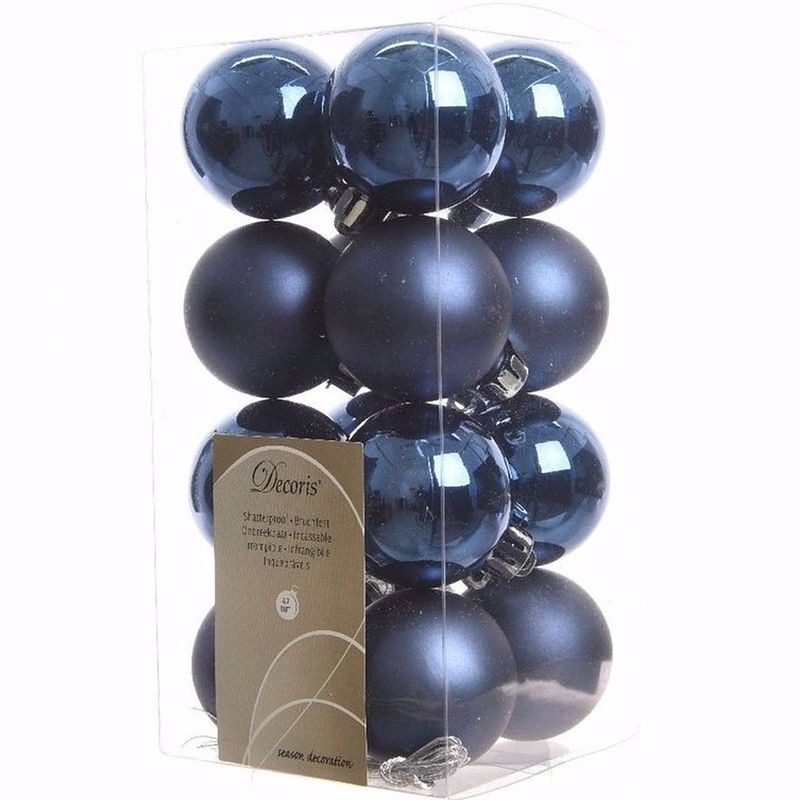 Foto van Elegant christmas kerstboom decoratie kerstballen blauw 16 stuks - kerstbal