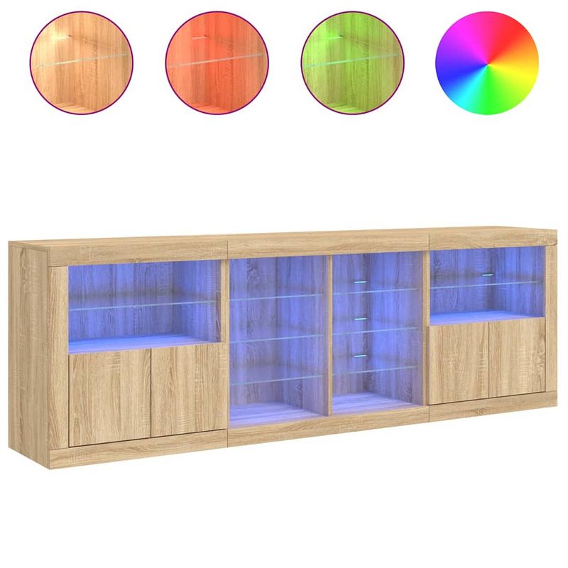 Foto van Vidaxl dressoir met led-verlichting 202x37x67 cm sonoma eikenkleurig