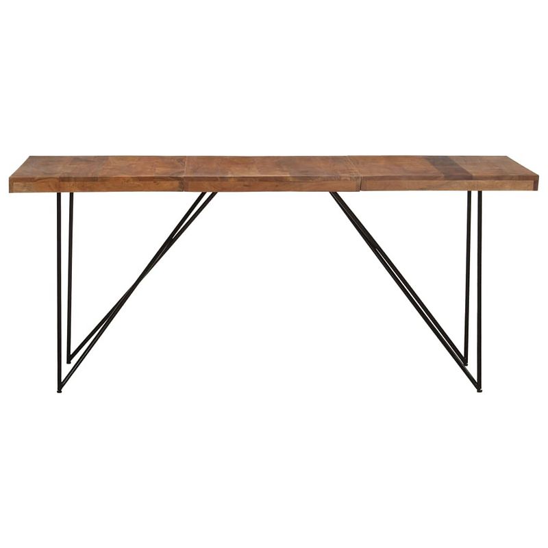 Foto van The living store eettafel industriële stijl - massief acaciahout - 180 x 90 x 76 cm - natuurlijk/zwart