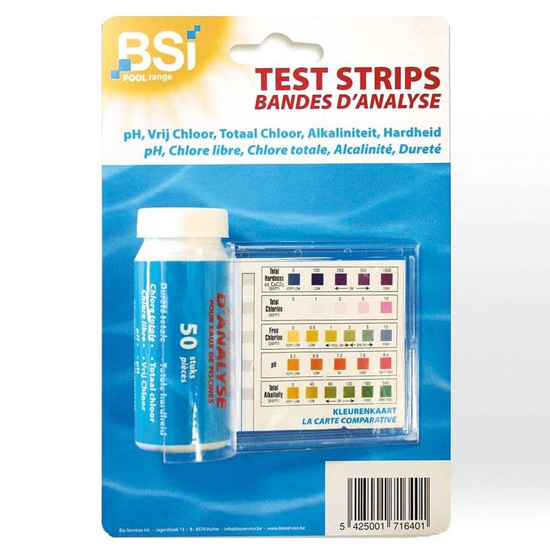 Foto van 50x bsi test strips voor zwembaden - zwembadonderhoud