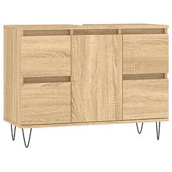 Foto van The living store badkaast sonoma eiken - 80 x 33 x 60 cm - duurzaam bewerkt hout en ijzer