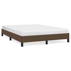 Foto van The living store bedframe - donkerbruin - 193 x 143 x 25 cm - stof - multiplex - geschikt voor 140 x 190 cm matras