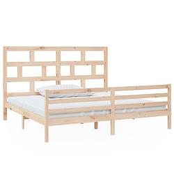 Foto van The living store houten bedframe - massief grenenhout - 205.5 x 206 x 100 cm - geschikt voor 200 x 200 cm matras