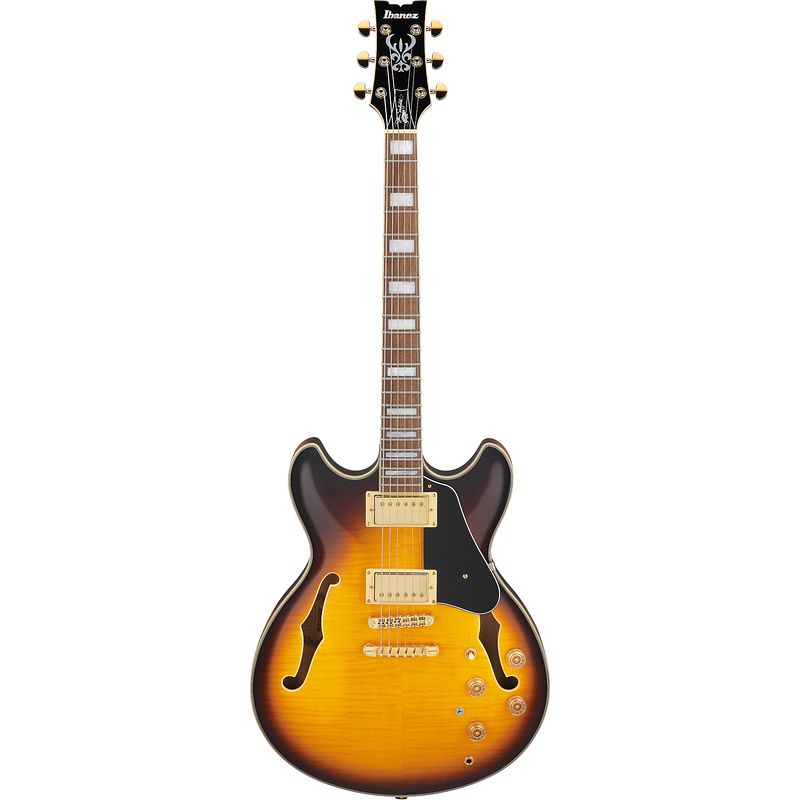 Foto van Ibanez jsm10em john scofield semi-akoestische gitaar two-tone burst