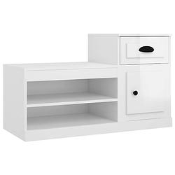 Foto van The living store schoenenkast - hoge en lage kast - hoogglans wit - 100 x 42 x 60 cm (l x b x h)