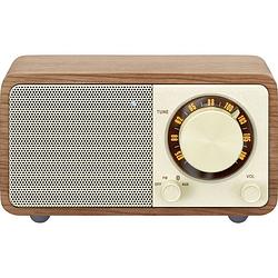 Foto van Sangean wr-7 genuine mini tafelradio vhf (fm) bluetooth herlaadbaar walnoot