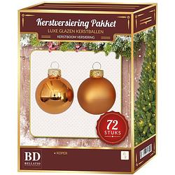 Foto van Glazen kerstballen set 72-delig koper - kerstbal