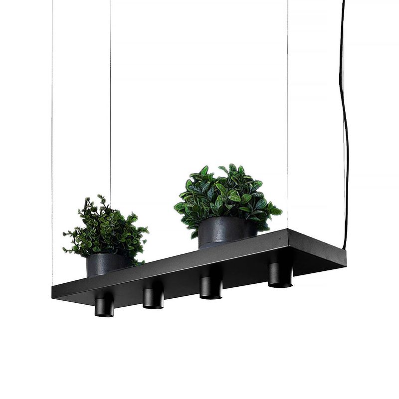 Foto van Nowodvorski hanglamp plant 4 lichts l 80 cm b 24 cm zwart