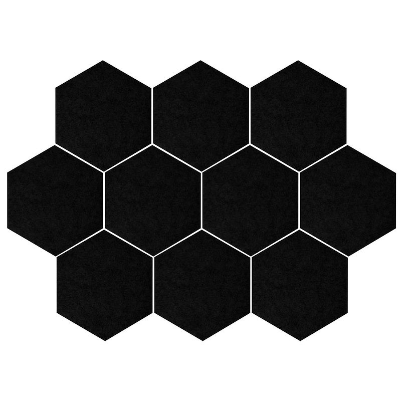 Foto van Quvio vilten memobord hexagon set van 10 - zwart