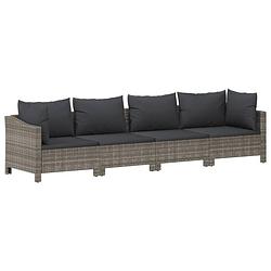 Foto van Vidaxl 4-delige loungeset met kussens poly rattan grijs