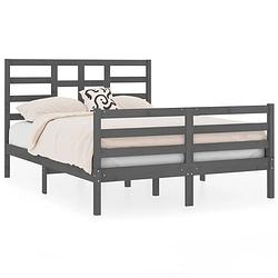 Foto van Vidaxl bedframe massief hout grijs 120x190 cm 4ft small double