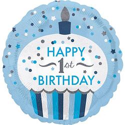 Foto van Anagram folieballon happy 1st birthday jongen 43 cm blauw