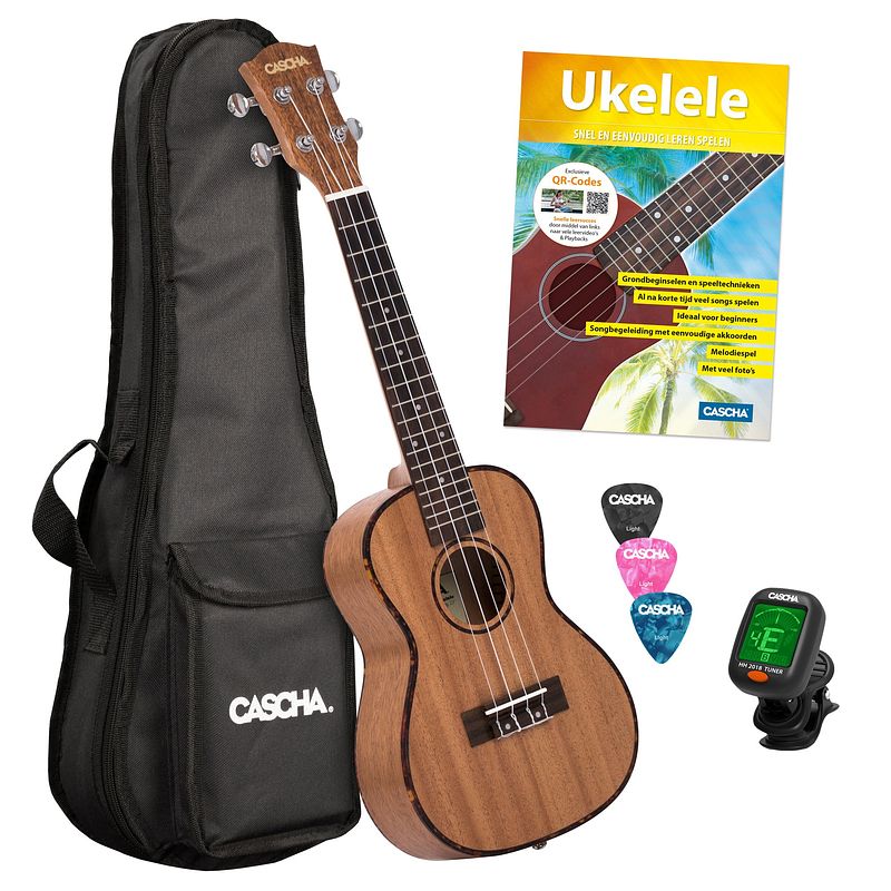 Foto van Cascha hh 2036 nl premium mahogany concert ukelele set (nl)