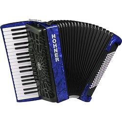 Foto van Hohner bravo iii 96 blauw, silent key accordeon