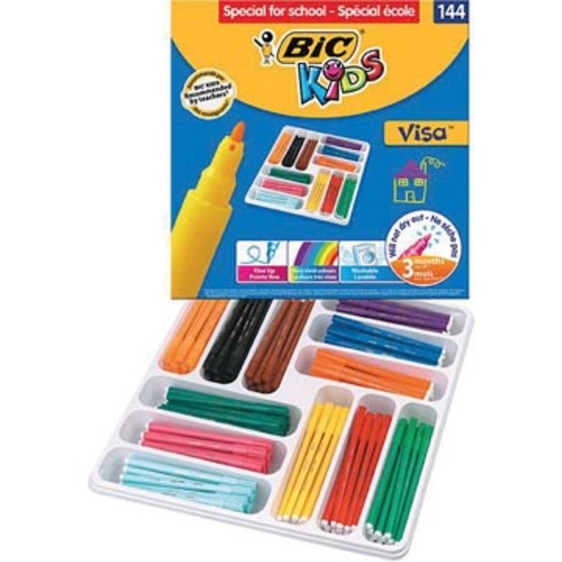 Foto van Bic kids viltstift visa 144 stiften (classpack)