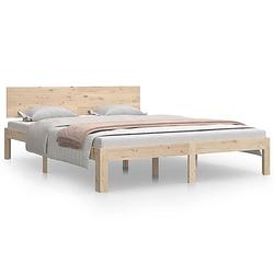 Foto van The living store bedframe massief grenenhout - king size - multiplex lattenbodem - 205.5 x 153.5 x 69.5 cm