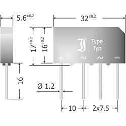 Foto van Diotec b500c5000-3300a bruggelijkrichter sil-4 1000 v 5 a eenfasig