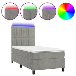 Foto van The living store boxspring - fluweel - pocketvering - led - 203x80x118/128 cm