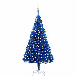 Foto van Vidaxl kunstkerstboom met led's en kerstballen 210 cm pvc blauw