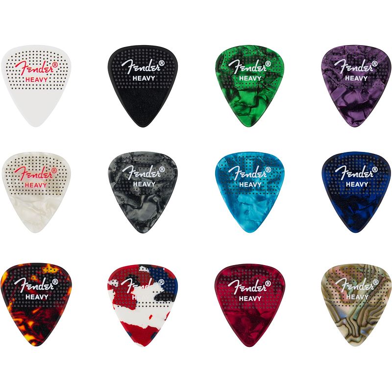 Foto van Fender 351 dotted celluloid picks heavy plectrumset (12 stuks)