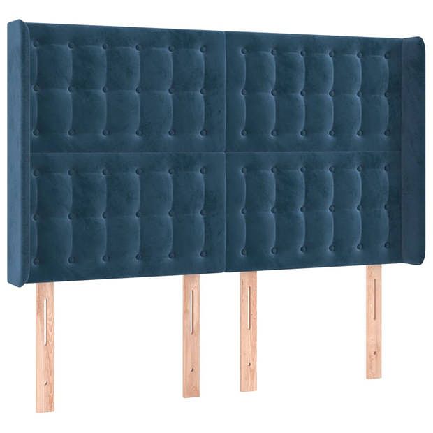 Foto van Vidaxl hoofdbord met randen 147x16x118/128 cm fluweel donkerblauw