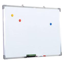 Foto van Whiteboard - magnetisch - aluminium frame - inclusief 4 whiteboardmarkers, wisser en 10 magneten - 90 x 60 cm