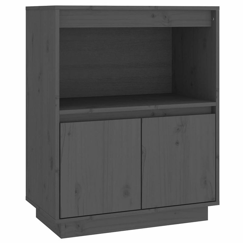 Foto van Vidaxl dressoir 60x34x75 cm massief grenenhout grijs