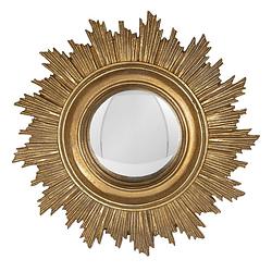 Foto van Clayre & eef wandspiegel ø 18*2 cm goudkleurig kunststof, glas rond blaadjes grote spiegel muur spiegel wand spiegel