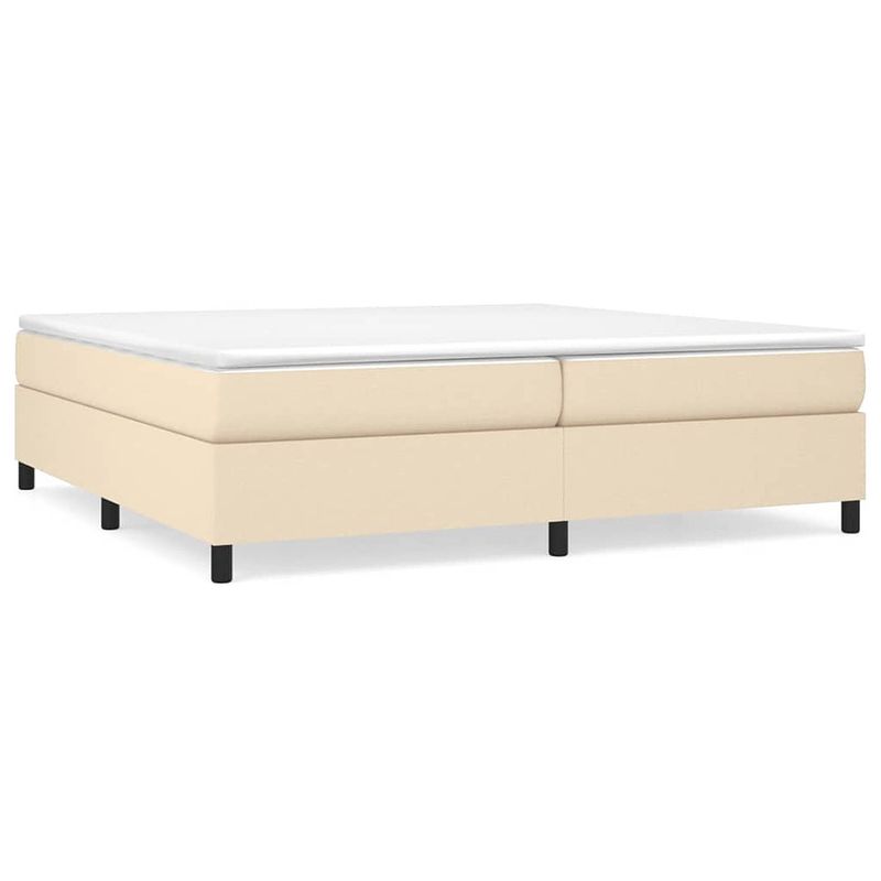 Foto van The living store boxspringframe - crème - 203 x 200 x 35 cm - stof - multiplex