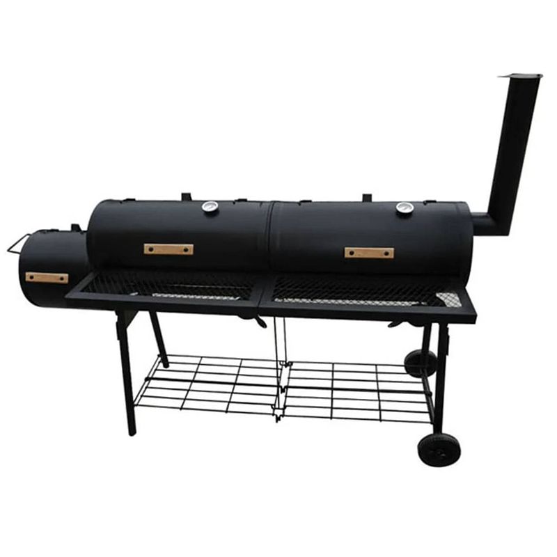 Foto van The living store rookoven nevada - bbq en rookoven voor grillen - roken en roosteren - met vuurbox en 2 rookkamers -