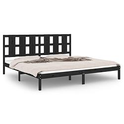 Foto van The living store houten bedframe - massief grenenhout - 205.5 x 205.5 x 100 cm - zwart