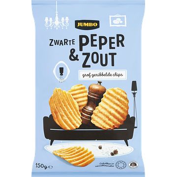 Foto van Jumbo chips ribbel zwarte peper & zout 150g