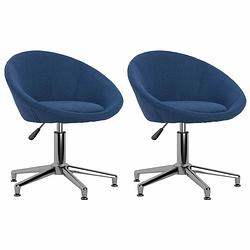 Foto van Vidaxl eetkamerstoelen draaibaar 2 st stof blauw