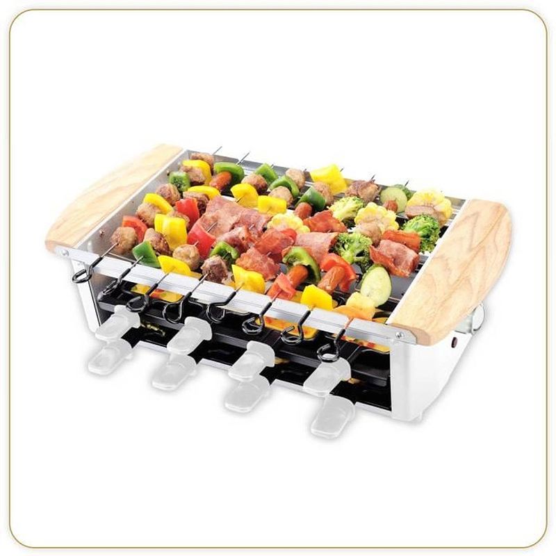 Foto van Little balance 8263 raclette alpes 1200-8, raclette grill elektrische spiesjes, 3 in 1, 8 personen, 1200 w, wit