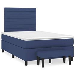 Foto van Vidaxl boxspring met matras stof blauw 120x200 cm